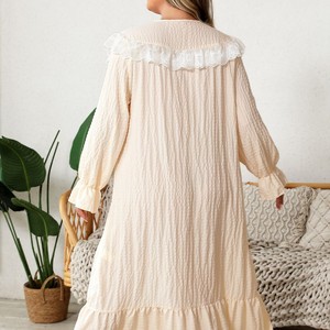Camicia <span class=keywords><strong>da</strong></span> <span class=keywords><strong>notte</strong></span> primavera estate a sbuffo e maniche lunghe stile palazzo liscio e personalizzato Plus-Size <span class=keywords><strong>da</strong></span> donna - Product Image 2