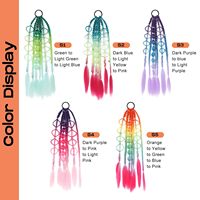 Extensions de cheveux colorées Ombre tressées Queue de cheval à bulles avec attache pour cheveux 24 pouces Accessoires pour cheveux Crazy Hair Day pour filles