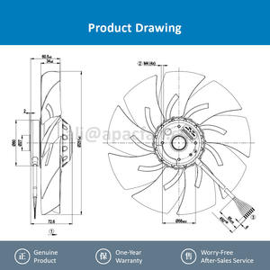 Ventilateur axial de refroidissement externe à roulement à billes pour moteur, OEM, 250 mm, 230-400 V CA, 0,35/0,20 A, 100 W, 2500 tr/min, pour A2D250-AI02-01 - Product Image 4