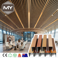 Panneau de plafond à lattes linéaires en aluminium personnalisé MEIYU, imitation bois, avec éclairage LED pour la décoration du hall d'hôtel