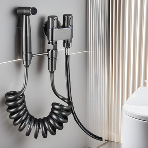 Modern Stainless Steel Handheld <strong>Bidet</strong> <strong>Sprayer</strong> Set Double Outlet Angle Valve for Hotel Apartment Toilet <strong>Shower</strong> Bathroom - Product Image 1