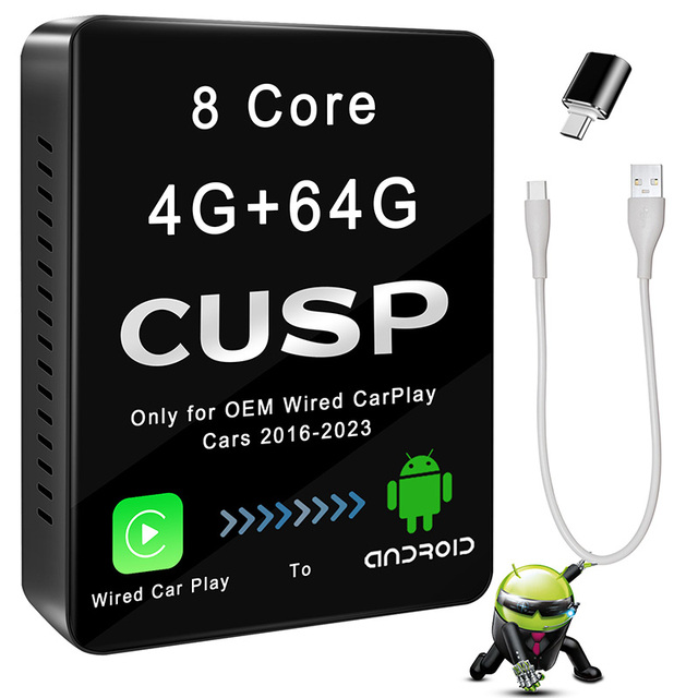 CUSP Car Play AI Box Android 8 Core 4G+64G+4G SIM Google Play Store Youtube Wireless Car Play Android Auto Box GPS Video Adapter
