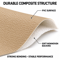 Cuir synthétique PVC kaki beige avec support non tissé, imperméable, gaufré, simili cuir pour sellerie automobile et meubles