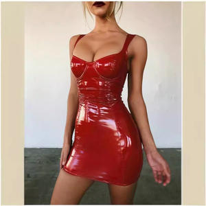Vestido de Cuero PU Brillante sin Tirantes con Cintura Ajustada para Discoteca, Estilo Sexy 2026 - Product Image 1