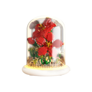 Sunflower Building <b>Blocks</b> Flower Ornament With Light Valentine'S Day Gift For Teenagers 200-400 Pieces Round <b>Shape</b> - Product Image 2
