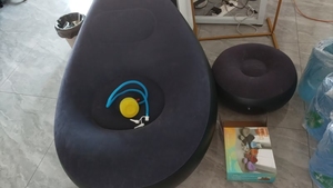 Neues Aufblasbares Sofa + Fußpumpe, PVC Beflocktes Faules Sofa, Faltbares Einzelnes Aufblasbares Rückenlehnen-Liegesofa zur Aufbewahrung - Product Image 6