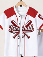 Maillot de baseball personnalisé pour enfants, rouge, sublimé, en mesh, boutonné, pour les jours de match