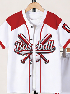 Maillot de baseball personnalisé pour enfants, rouge, sublimé, en mesh, boutonné, pour les jours de match - Product Image 4