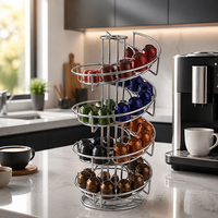 Support à capsules de café Cactus, 52 compartiments, double face, rotatif, en métal, organiseur de capsules de café, support de rangement pour capsules Nespresso, comptoir