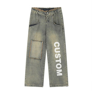 Custom High Quality 100% Cotton <strong>Denim</strong> <strong>Jeans</strong> for Women Vintage Street Style Casual <strong>Jeans</strong> Distressed Loose Wide Leg Women <strong>Jeans</strong> - Product Image 2
