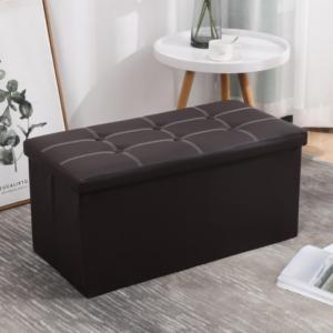 Puf Baúl de Almacenamiento Plegable de 76x38x38 cm en Piel de PVC, Suave y Duradero, Mueble Moderno para Entrada, Hotel, Dormitorio o Sala de Estar - Product Image 1