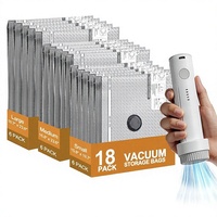 Lot de 18 sacs de rangement sous vide avec pompe USB, 3 tailles (S/M/L) pour vêtements et literie, parfait pour les vacances ou la maison