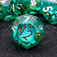 Jeu de dés en résine polyédrique turquoise avec feuille d'or et paillettes, durable, pour jeux de société, catégorie de produit : dés liquides 2
