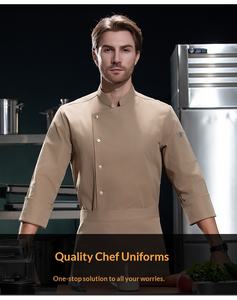 Uniforme de chef professionnel pour homme, 100% coton respirant, manches longues, fermeture à boutons, <span class=keywords><strong>vêtements</strong></span> de travail pour <span class=keywords><strong>cuisine</strong></span> et restaurant avec poches - Product Image 2