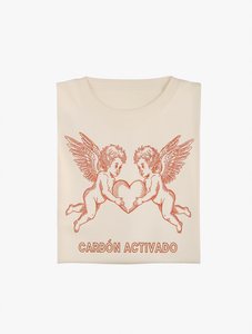 T-shirt Carbn Activado Vintage Angel Cupid Heart T-shirt unisex in cotone con collo rotondo e maniche corte, regalo casual - Product Image 1
