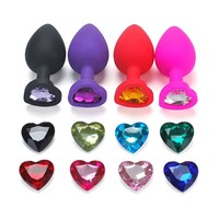 Jouets sexuels anaux pour femmes, petits et moyens, en silicone, en forme de cœur, avec bijou, plug anal en noir, rouge, rose, rose vif