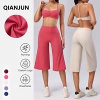 Nouveau soutien-gorge de sport à bretelles en Y pour femme, pantalon capri fluide taille haute à jambe large, tenue de sport douce pour le yoga et le fitness