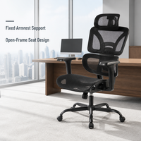 Chaise de bureau ergonomique en maille à dossier haut personnalisable pour B2B, avec support lombaire réglable, appui-tête et fonction pivotante, idéale pour les cadres