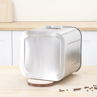 Conteneur de stockage alimentaire hermétique en acier inoxydable pour grains de café, farine, riz, noix et nourriture pour oiseaux sauvages avec couvercle à boucle