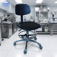 Chaise de bureau ESD industrielle en mousse PU noire Leenol, réglable en hauteur, chaise de laboratoire en mousse PU industrielle