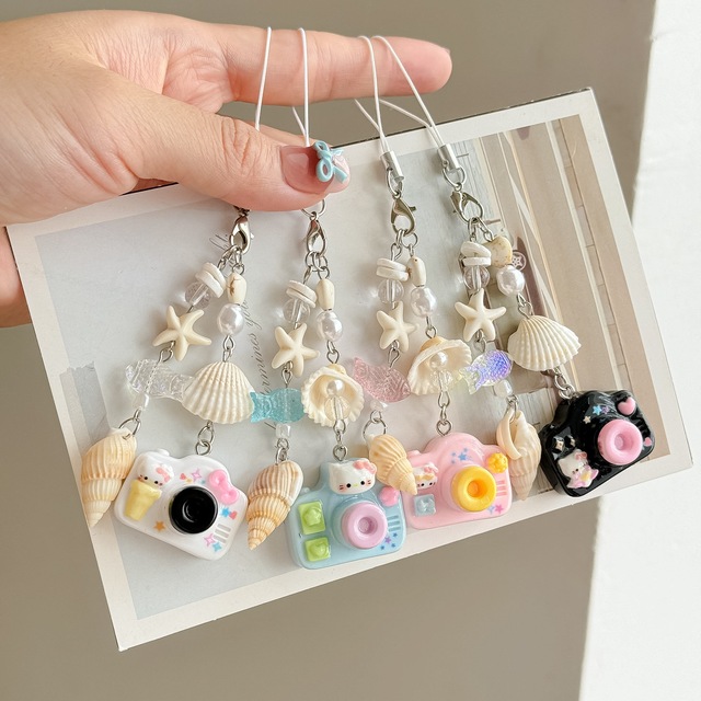Cute Starfish Kawaii Zinc Alloy UV Printing Handmade Natural Camera Phone Charm Y2K Keychain Bag Pendant Girls Great Gift Idea