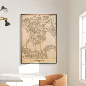 Hecho a mano 3D de madera Hong Kong Street City Map Living Room Wall cuadro decorativo con marco de fotos - Product Image 5