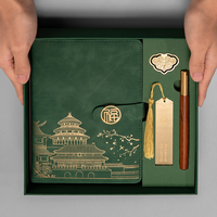 Ensemble cadeau de carnet A5 avec stylo et agenda en cuir de haute qualité de style chinois personnalisé, reliure cousue dans un coffret cadeau élégant