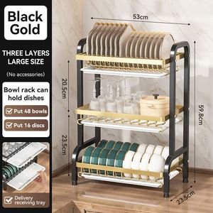 Space Saving 3 Tier Waterproof Metal Dish <b>Rack</b> Removable Design Easy to Clean Organizer for Small Apartment Kitchen Countertop - Product Image 6