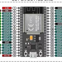 Carte de développement de microcontrôleur ESP-WROOM-32 1 à 2 GPIO 38PIN Version étroite Kit de carte de dérivation d'extension ESP32