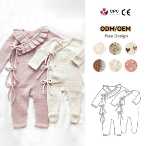Tutina in Cotone Biologico per Bambine OEM ODM, Pagliaccetto a Maniche Lunghe con Volant per Neonati, Maglione per Bambini - Product Image 1