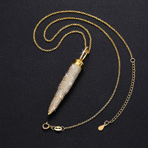 뜨거운 판매 총알 디자인 힙합 보석 펜던트 14K 골드 도금 925 실버 VVS Moissanite 다이아몬드 아이스 펜던트 목걸이 - Product Image 2