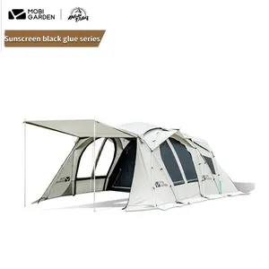 모비 가든 캠핑 야외 피크닉 텐트 비바람에 견디는 자외선 차단제 3-4 인 대형 공간 터널 텐트 캠핑 텐트 여행 커버