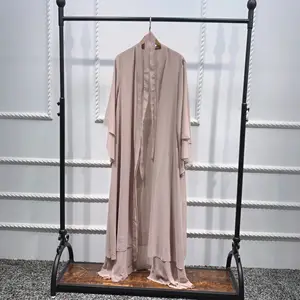 Klv — robe abaya en mousseline de soie avec hijab pour femmes modestes, élégante, grande taille, avec manches longues, Style musulman, 2021