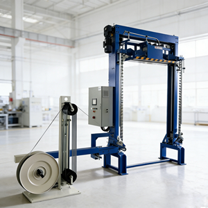 เครื่องรัดพาเลทอัตโนมัติเต็มรูปแบบ แนวนอน/แนวตั้ง พร้อม PLC สำหรับบรรจุภัณฑ์เครื่องดื่มและอาหาร ใช้สายรัด PET/PP ความปลอดภัยสูง - Product Image 1