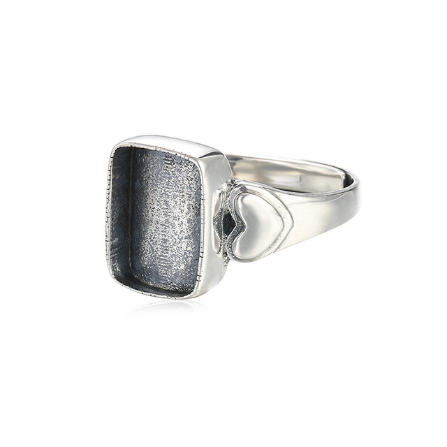 925 Sterling Silver Bezel Setting Blank Ring Base for Man Jewelry Style Making