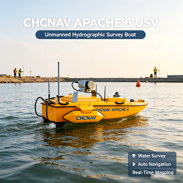 Portable CHCNAV Apache6 Unmanned Survey USV Built-in RTK Single Beam Sonar for Field Water Surveying Engineers