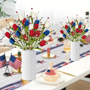 Bouquet Artificiale di <span class=keywords><strong>Tulipani</strong></span> e Rose in Metallo, Decorazione Floreale per Regali, Esposizioni, Festività e Arredamento Casa - Product Image 5