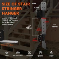 Support de poutre d'escalier dissimulé réglable et connecteur de terrasse pour poutres 2x12 Modèle FSH-2652