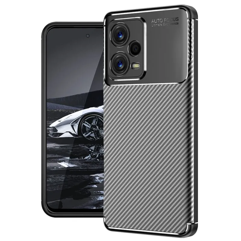 Zakelijke Stijl Zachte Tpu Siliconen Autofocus Carbon Fibre Mobiele Telefoon Case Voor Xiaomi Redmi Note 12 Pro Plus 5G