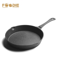 Poêle à frire en fonte pré-assaisonnée en gros, ensemble d'ustensiles de cuisson en fonte avec poignée longue pour la cuisine à domicile et en restaurant