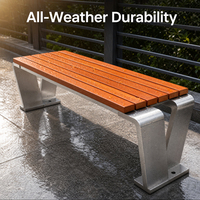 Bancs de jardin modernes en acier inoxydable, chaises populaires pour entrées et parcs, bancs métalliques à cadre en V