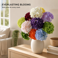 Hydrangea artificiel en soie, bouquet à tige unique, motif gaufré écologique, pour cérémonie de mariage