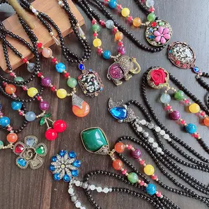Лидер продаж, Африканское ожерелье PUSHI с животными и цветами, разноцветное дизайнерское богемное длинное ожерелье с бусинами для дам