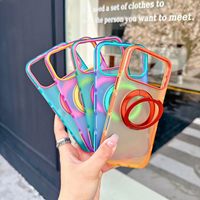 Coque de téléphone antichoc de luxe au design populaire 2026, colorée, avec anneau métallique pour recharge sans fil à 360° pour iPhone 17 Pro Max