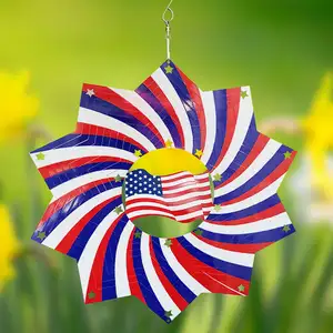 Harga Pabrik 8 Inci 3D Stainless Steel Spinner Angin Bendera AS Amerika 20Cm Dekorasi Halaman Taman Lonceng Angin