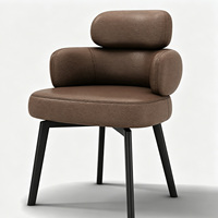 Chaise de salle à manger pivotante moderne à 360° avec fonction de réinitialisation automatique, revêtement en cuir écologique, coussin à ressorts, pieds en acier carbone