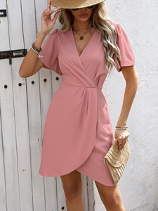 King Mcgreen Star 2025 verano nuevo vestido <span class=keywords><strong>invisible</strong></span> con cremallera Color sólido cintura-ceñido elegante vestido de mujer - Product Image 1