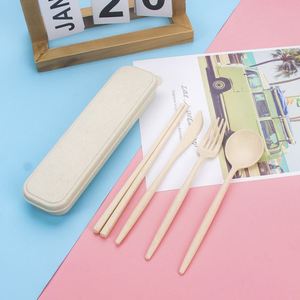 Custom Logo <b>Cheap</b> Reusable Cutlery <b>Set</b> Travel Utensils Wheat Straw Fork and Spoon <b>Gift</b> <b>Set</b> - Product Image 4