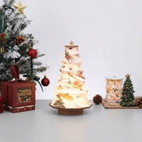 Nouvelle lampe LED en papier pour arbre de Noël, décoration de table, décoration de fête, décoration de la maison, lampe en papier pliable, lumière LED à piles
