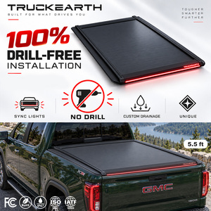 Couverture de benne rigide rétractable à LED pour GMC Sierra 1500 Crew Cab, pour benne de 5,5 pieds, en alliage d'aluminium - Product Image 1